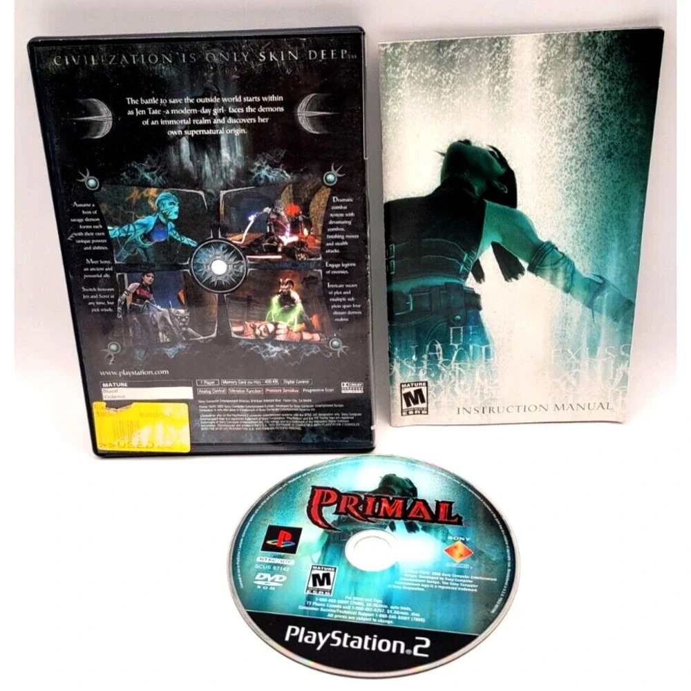 Primal (Sony PlayStation‎ 2, 2003) Complete CIB Case, Manual, Disc